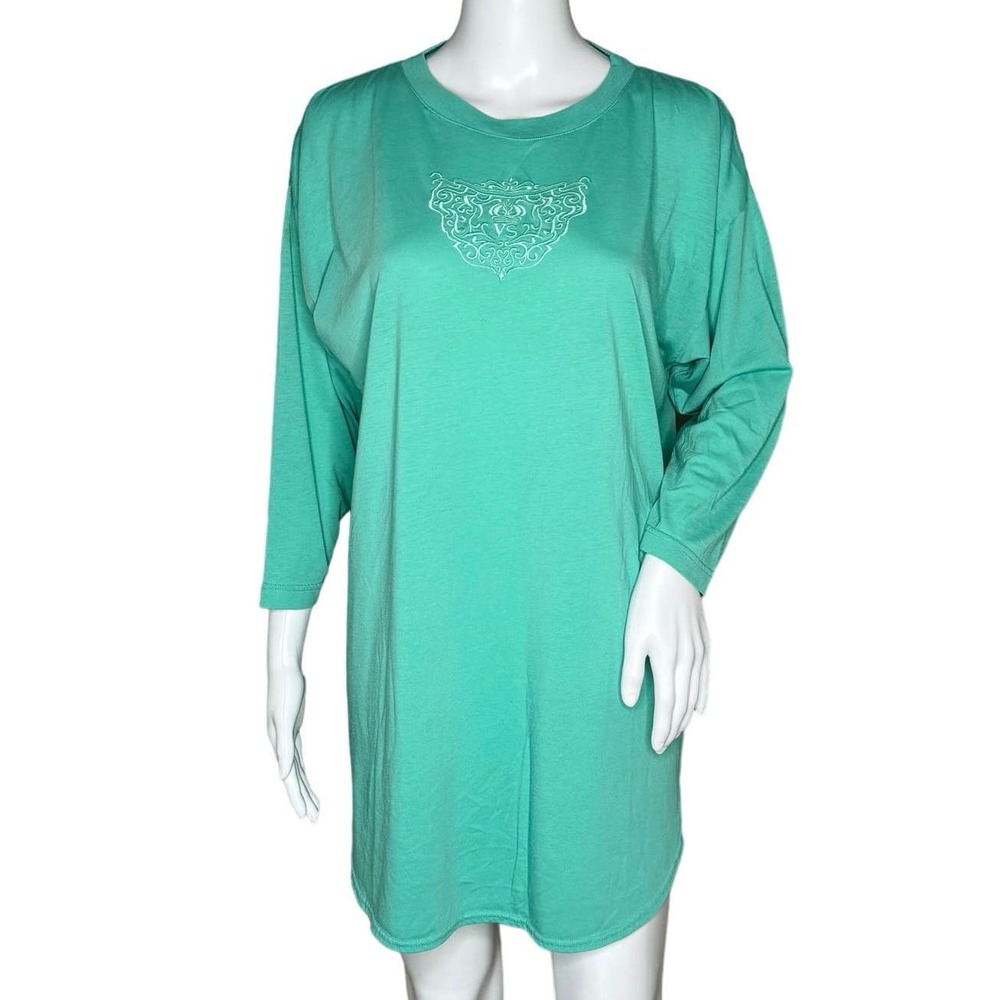Victorias Secret Sleep‎ Shirt Womens Medium Green Nightgown Gold Label Vintage